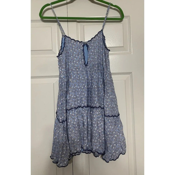 Urban Outfitters S Hanna Mini Babydoll Dress Tiered Blue Floral Cottage Core - Picture 9 of 11